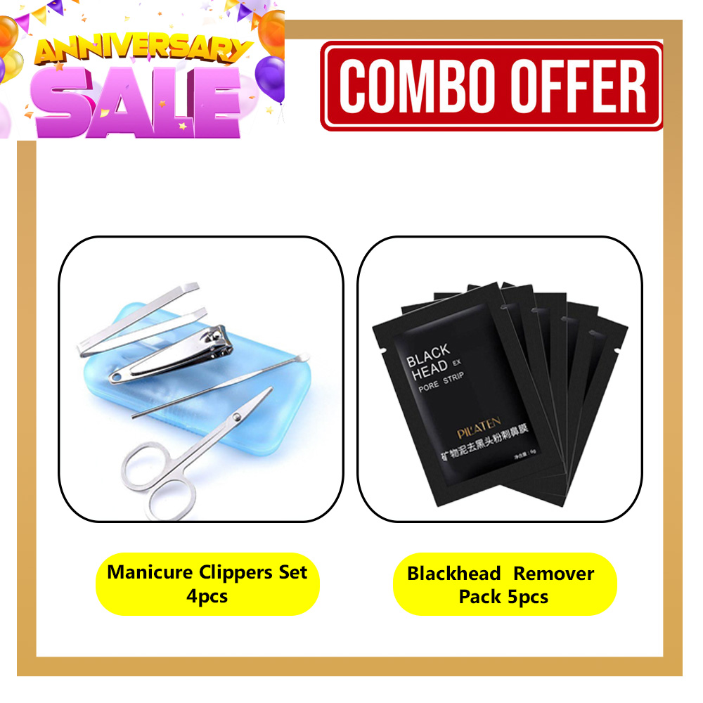 Combo Offer No-0082 (Manicure Clippers Set 4pcs  + Blackhead Remover Pack  5pcs)