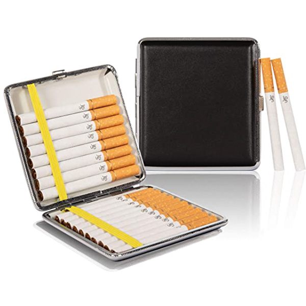 Cigarette Case  with 2 Layered Compartments and Elastic Holder for 20 Cigarettes