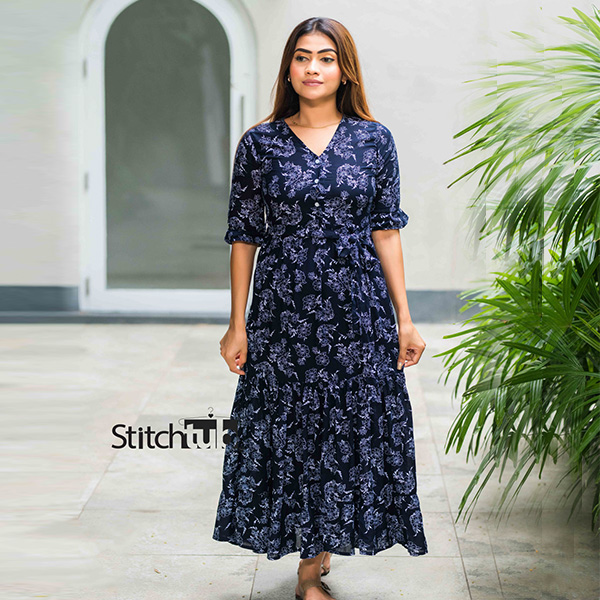 BLUE ROSE RUFFEL DRESS