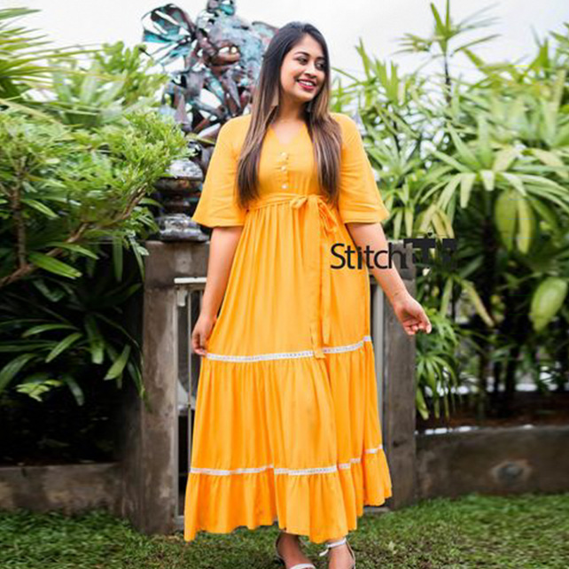 DAFFODILS LACED MAXY DRESS