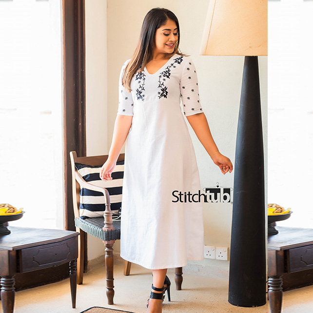 PALERMO EMBROIDERY LINEN DRESS