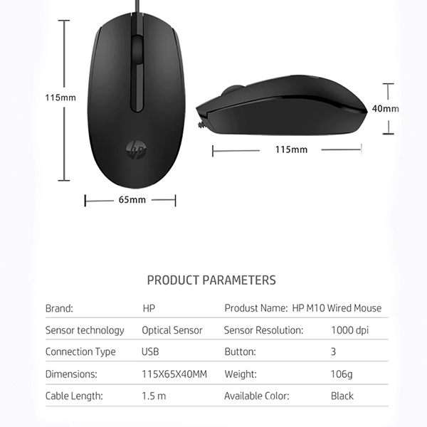 HP M10 Wired Optical Mouse