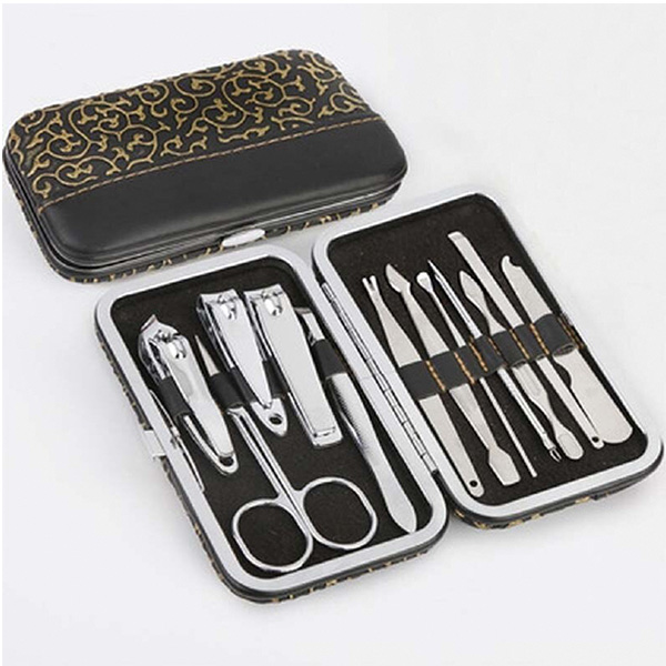 Manicure Clippers Set 12pcs Travel Grooming Case