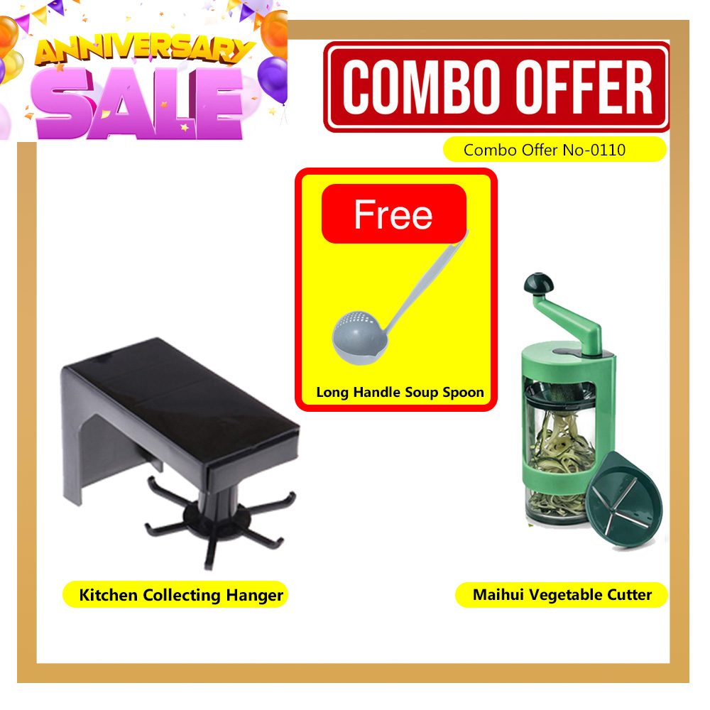 Combo Offer No-0110 ( Kitchen Collecting Hanger + Maihui Vegetable Cutter Free Long Handle Soup Spoon)